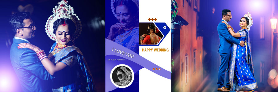 Wedding couple portrait album layout for Photoshop