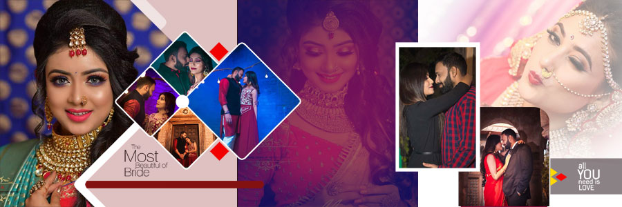 Wedding album PSD layout for bride and groom photos